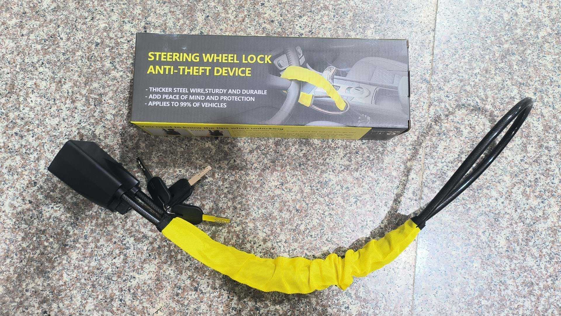 Anti-Theft U-Shaped Steel Car Steering Wheel Lock with 3 Keys | Universal Fit for SUV, Van, RV